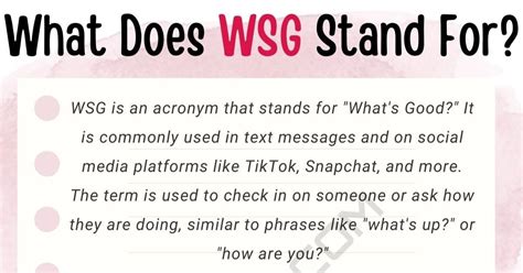 wsg mean in text|WSG Meaning in Text: Understanding the Social Media Acronym